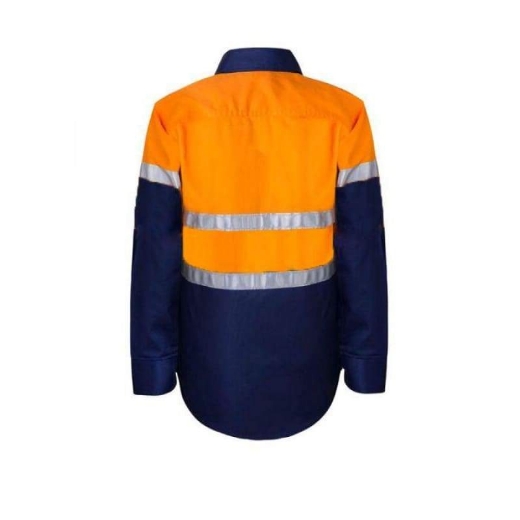 Picture of WorkCraft, Childrens, Shirt, Long Sleeve, Lightweight, Two Tone, Cotton Drill, CSR Reflective Tape